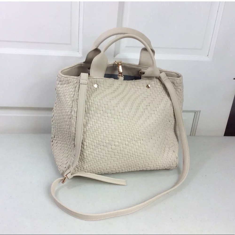 Deux Lux Woven Tote Crossbody Purse